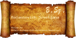 Balassovich Szvetlana névjegykártya